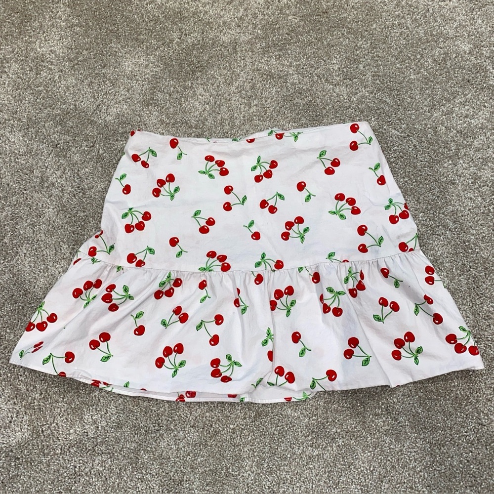 Vintage Cherry Mini Skirt M Collection Size‎ S White Red Summer